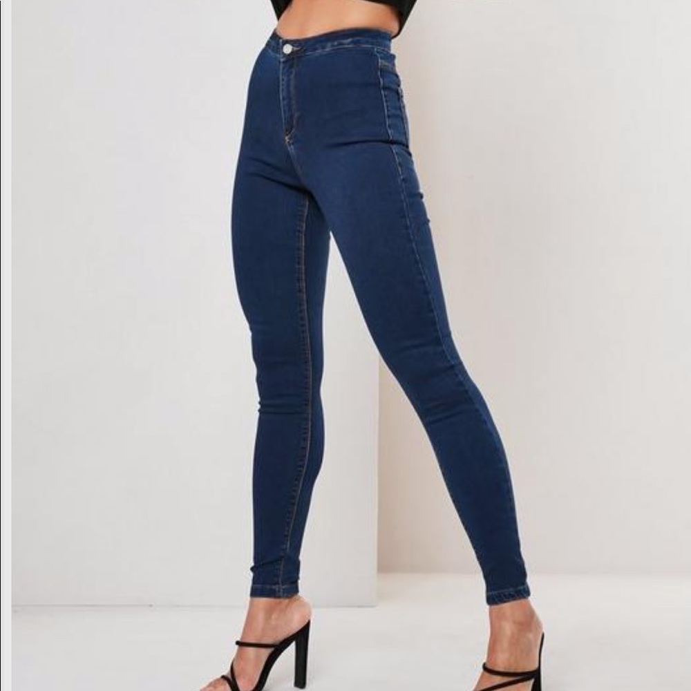 Missguided tall blue vice highwaisted skinny jeans